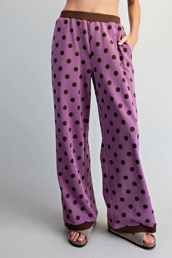 Polka Dot Contrast Trim Pants