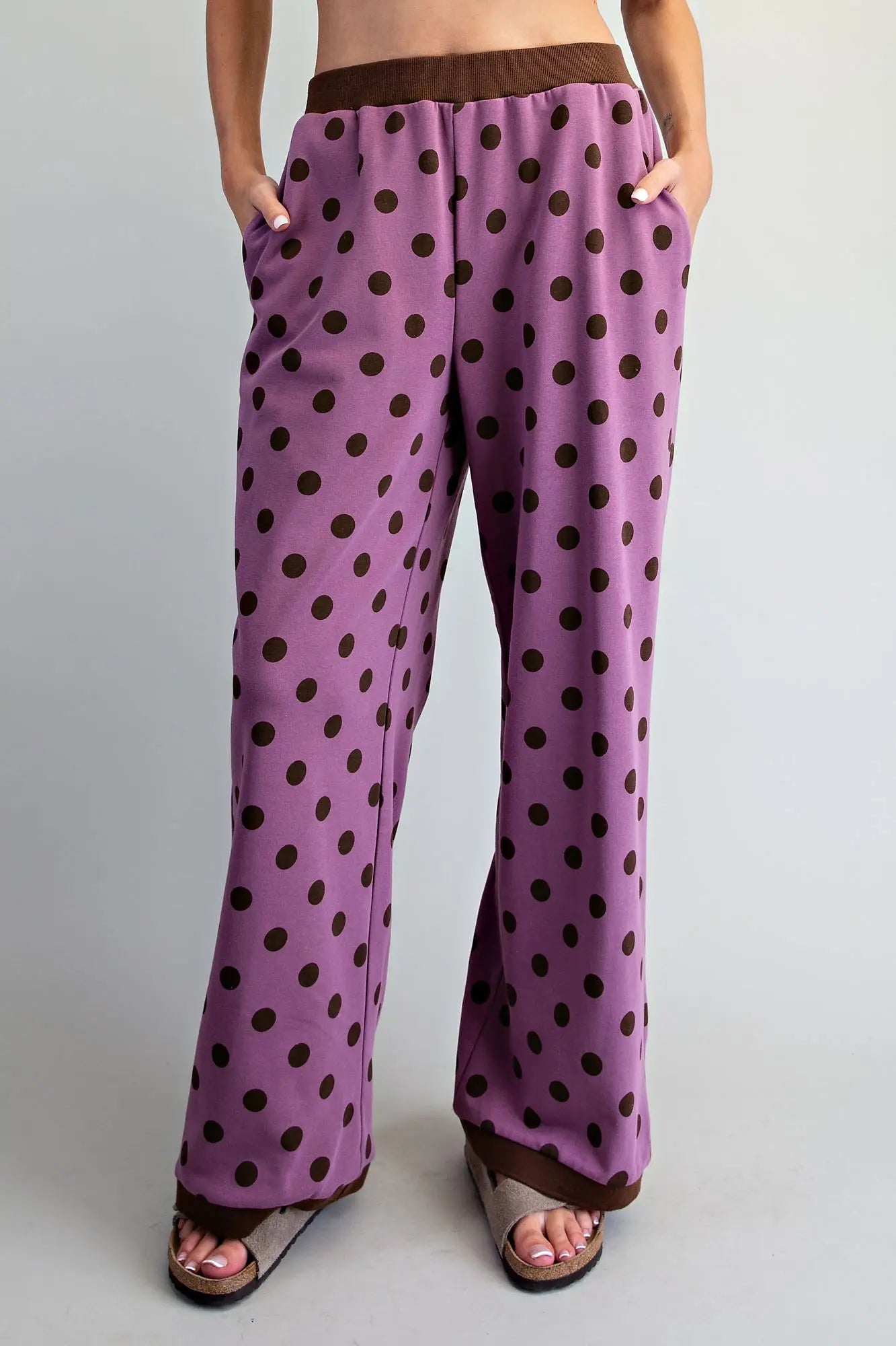 Polka Dot Contrast Trim Pants