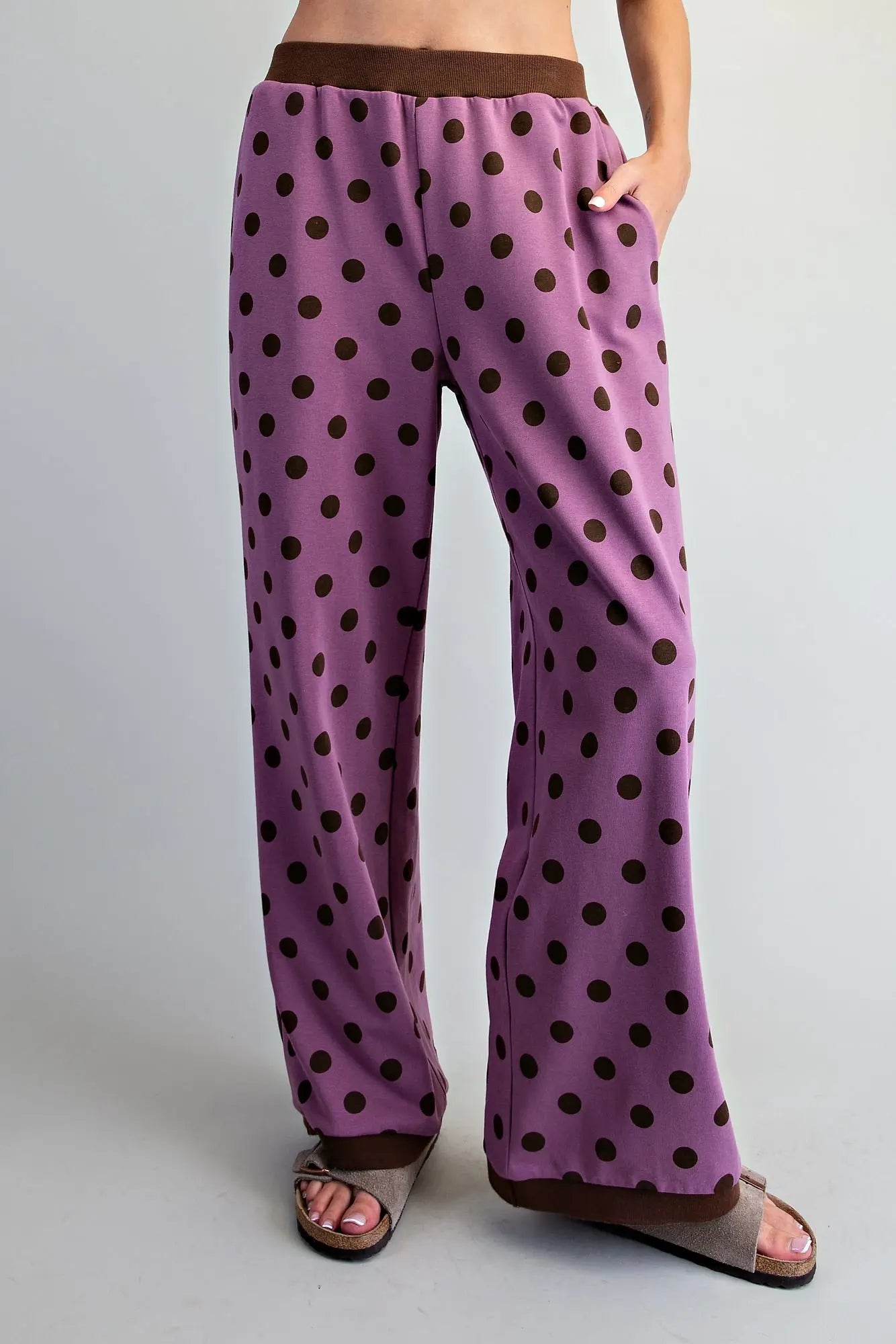 Polka Dot Contrast Trim Pants