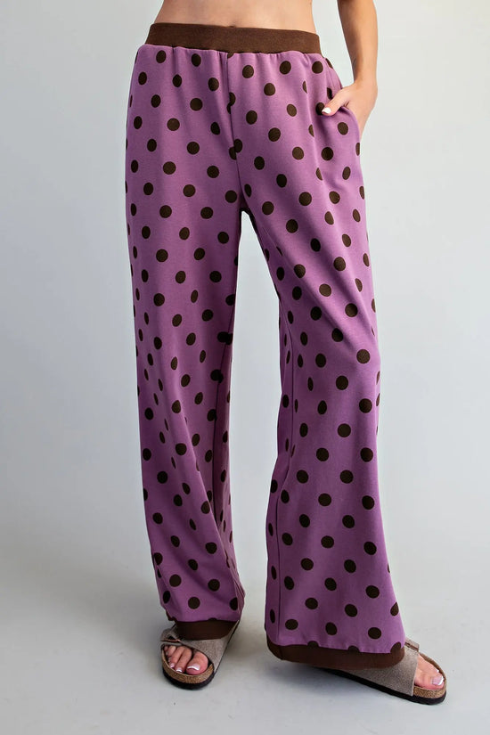 Polka Dot Contrast Trim Pants