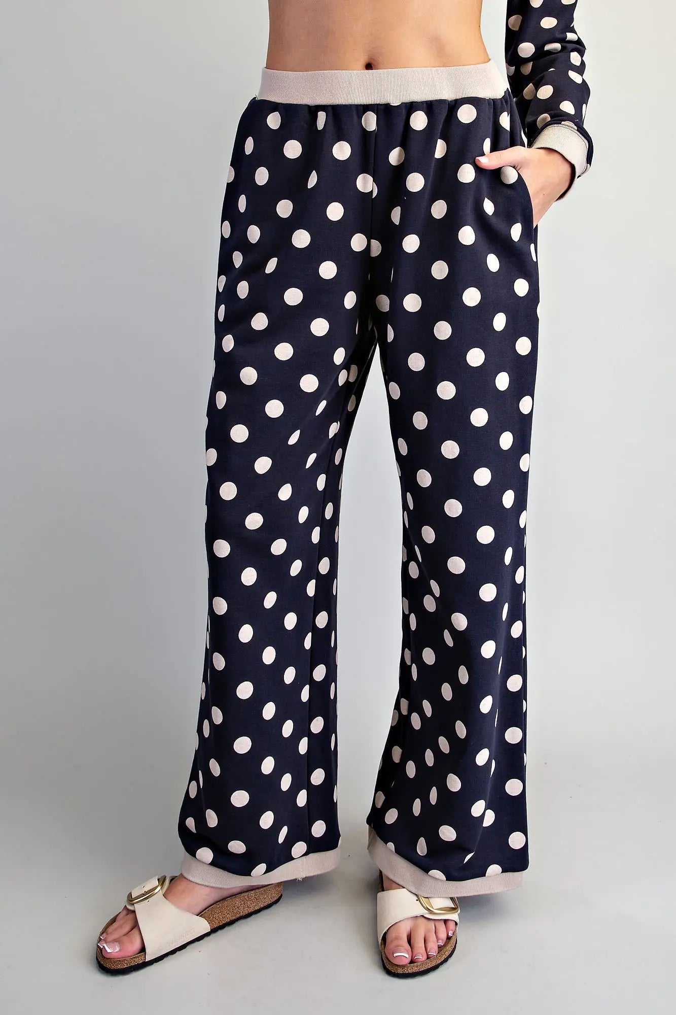 Polka Dot Contrast Trim Pants