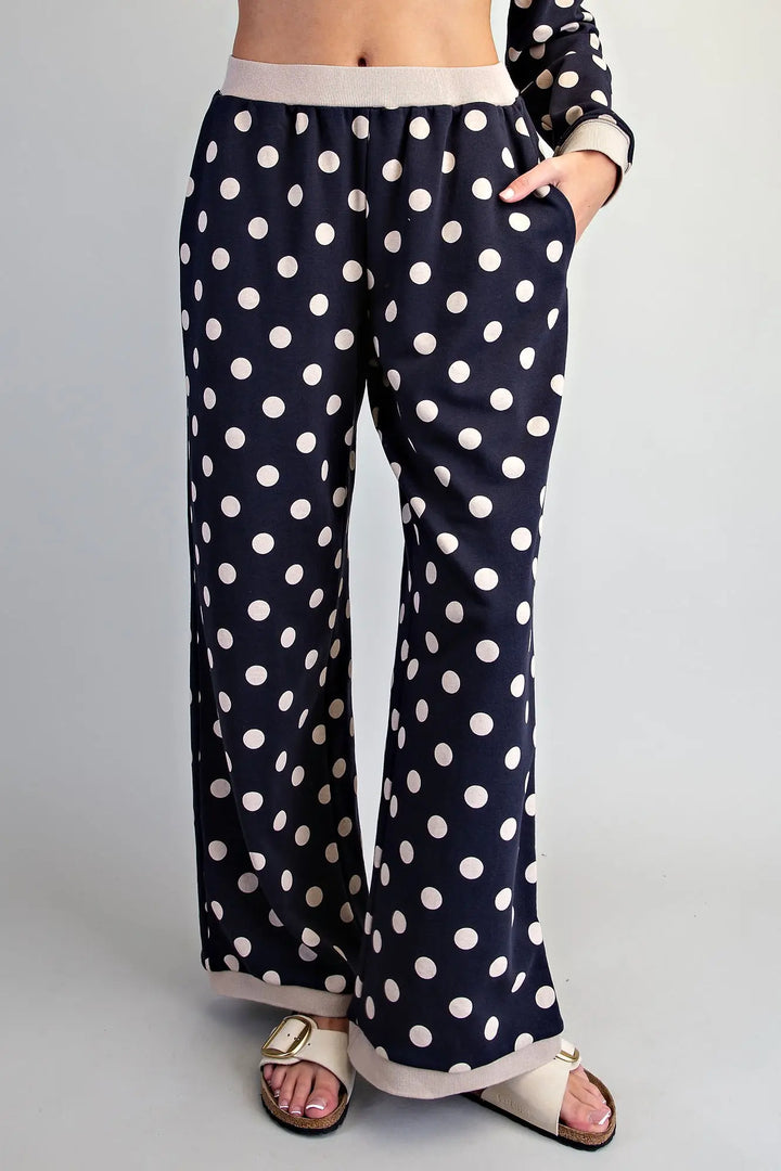 Polka Dot Contrast Trim Pants