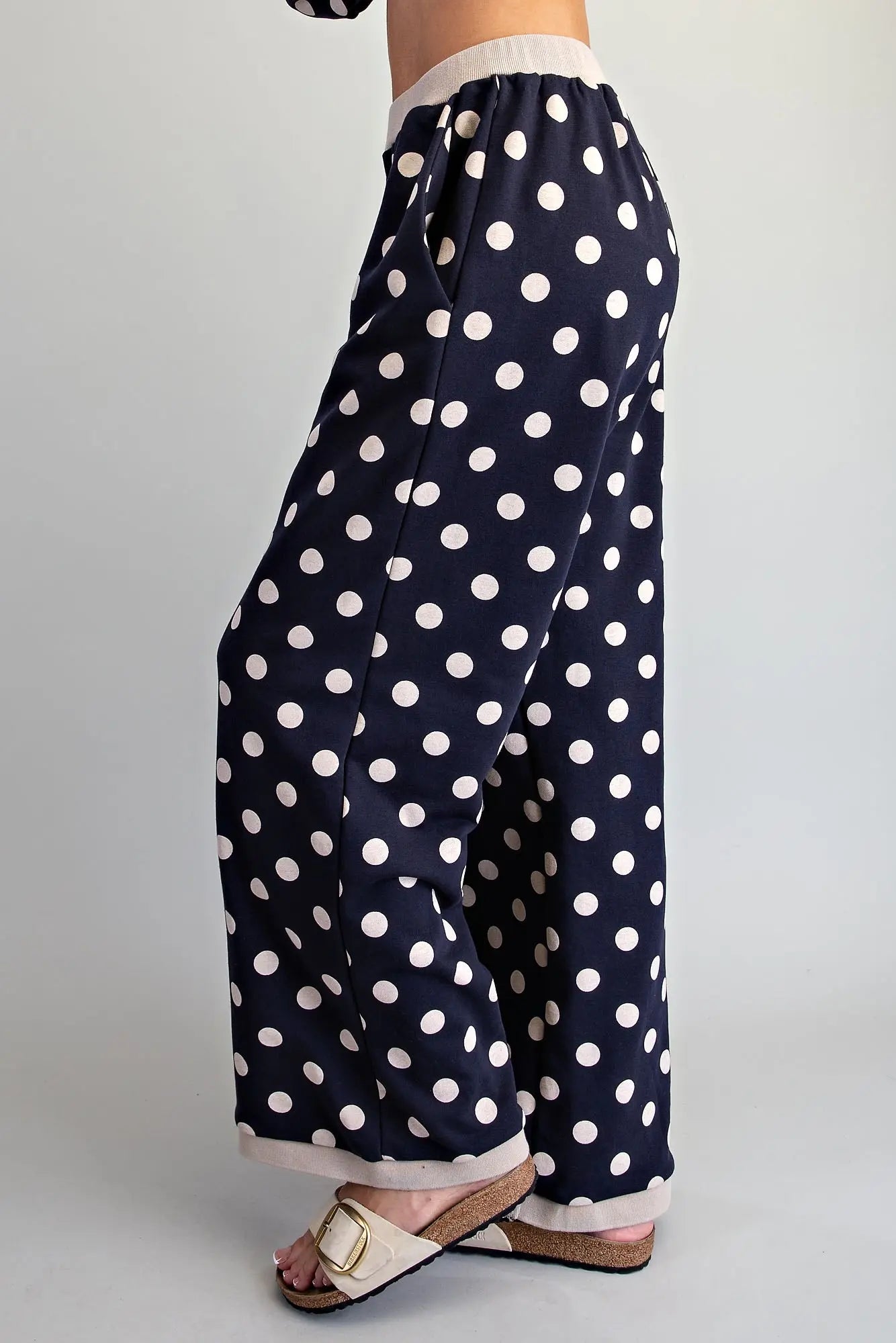 Polka Dot Contrast Trim Pants