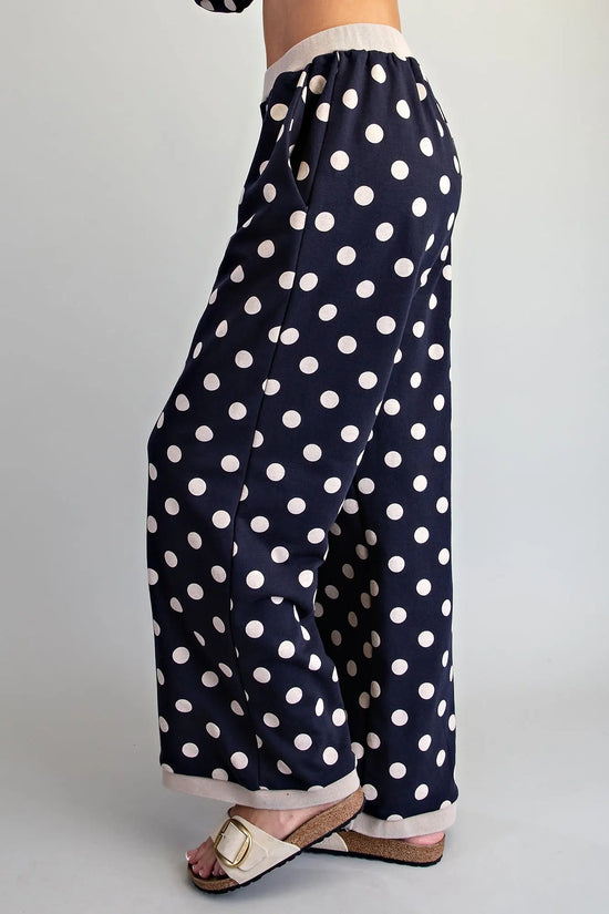 Polka Dot Contrast Trim Pants