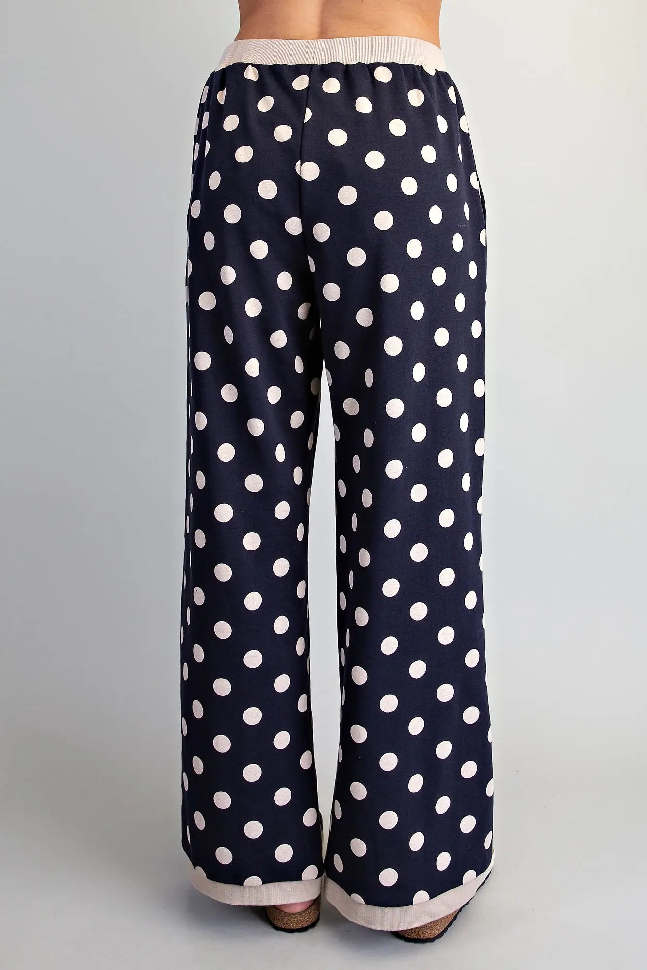 Polka Dot Contrast Trim Pants