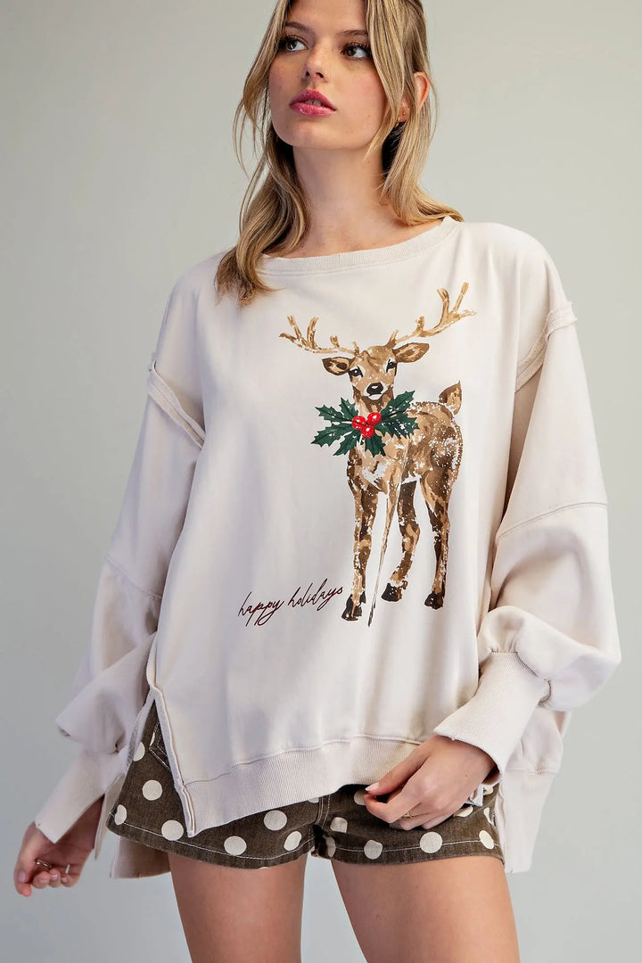 Mineral Washed Reindeer Pullover