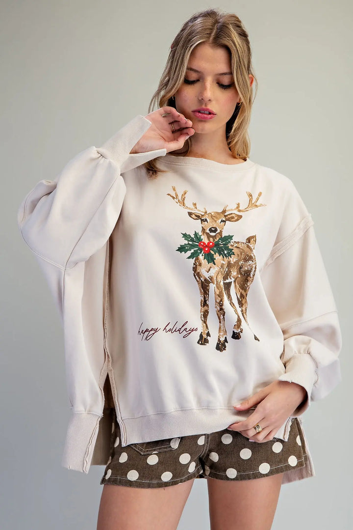 Mineral Washed Reindeer Pullover
