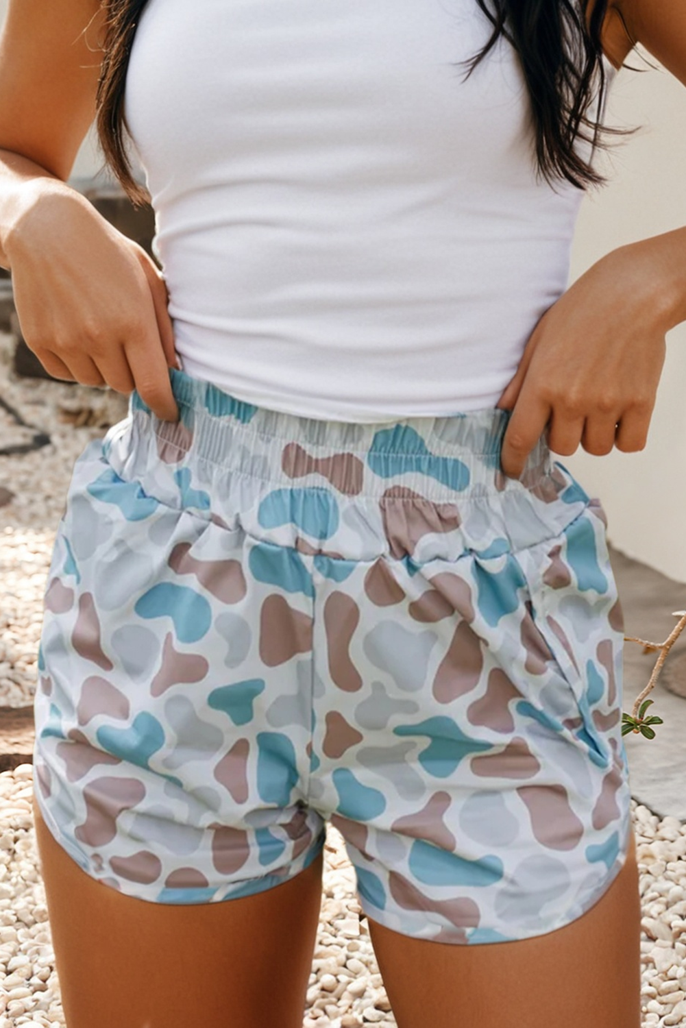 Camouflage High Waist Athleisure Shorts