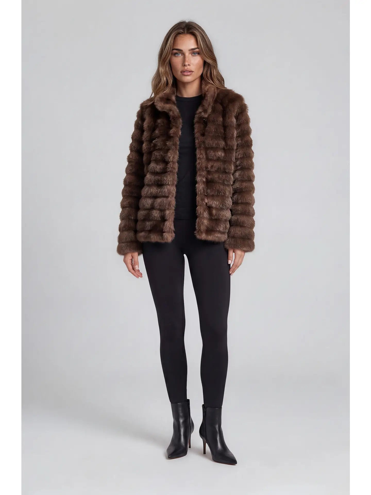 Textured Faux Fur Jacket