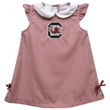 Load image into Gallery viewer, South Carolina Gamecocks Embroidered  Gingham A Line Dress
