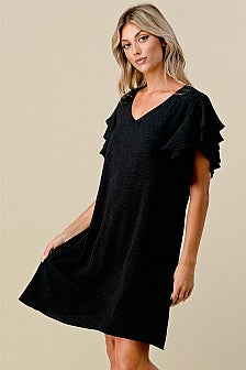 Midnight Ruffle Sleeve Dress