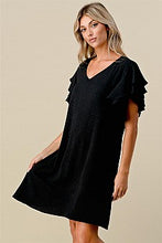 Load image into Gallery viewer, Midnight Ruffle Sleeve Dress
