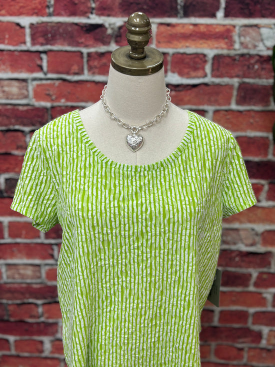 Lime Textured Stripe Knit Top