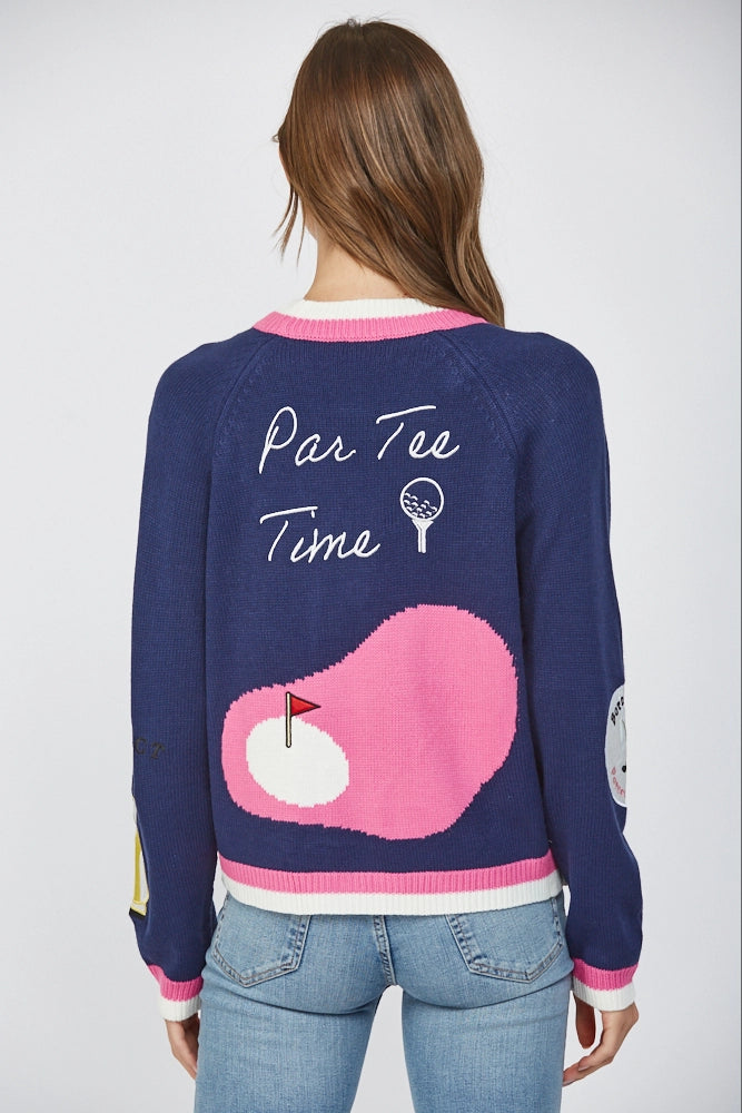 GOLF EMBROIDERED PATCH CARDIGAN