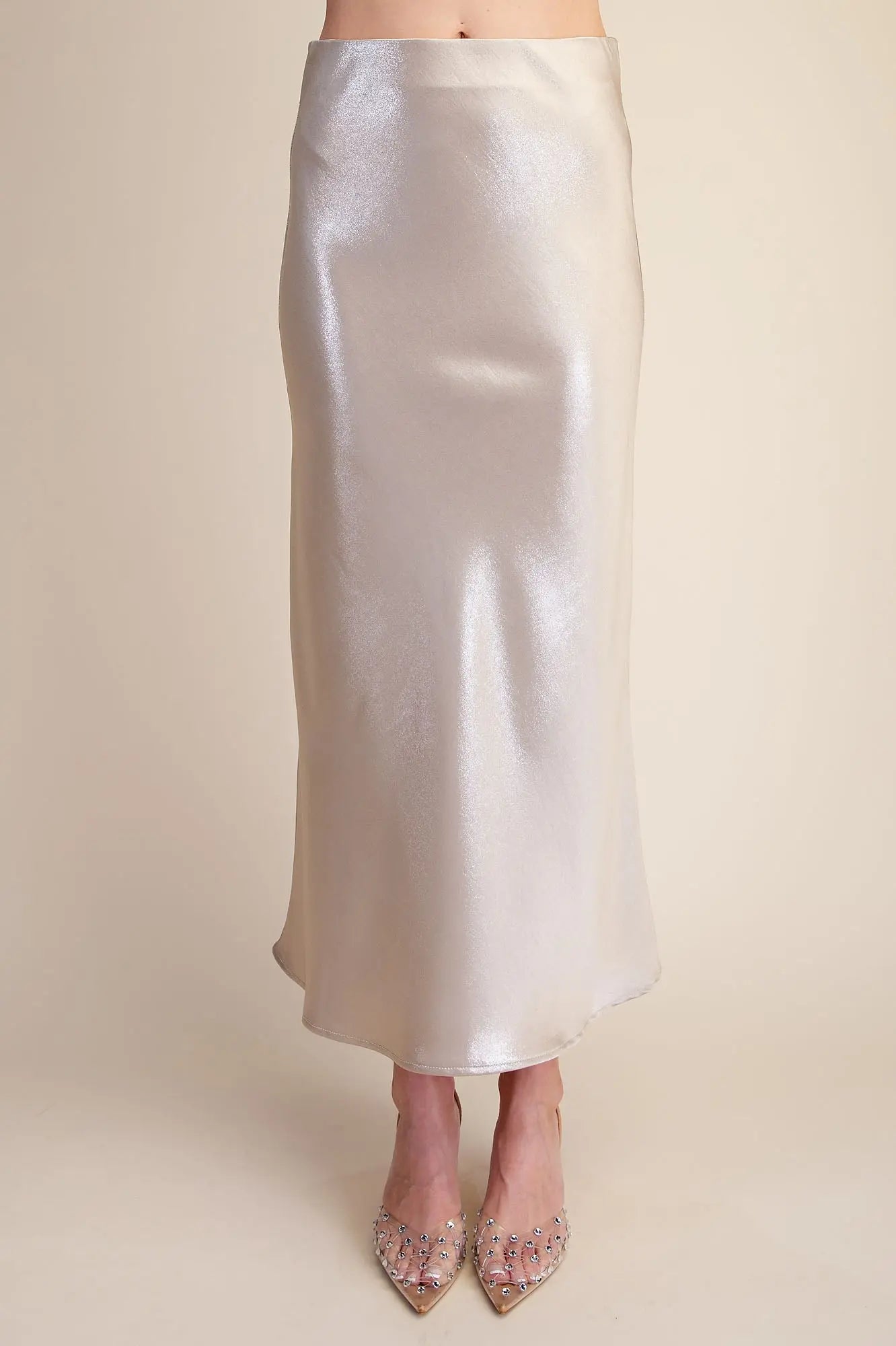Glitter Midi Skirt Waist Elastic Band