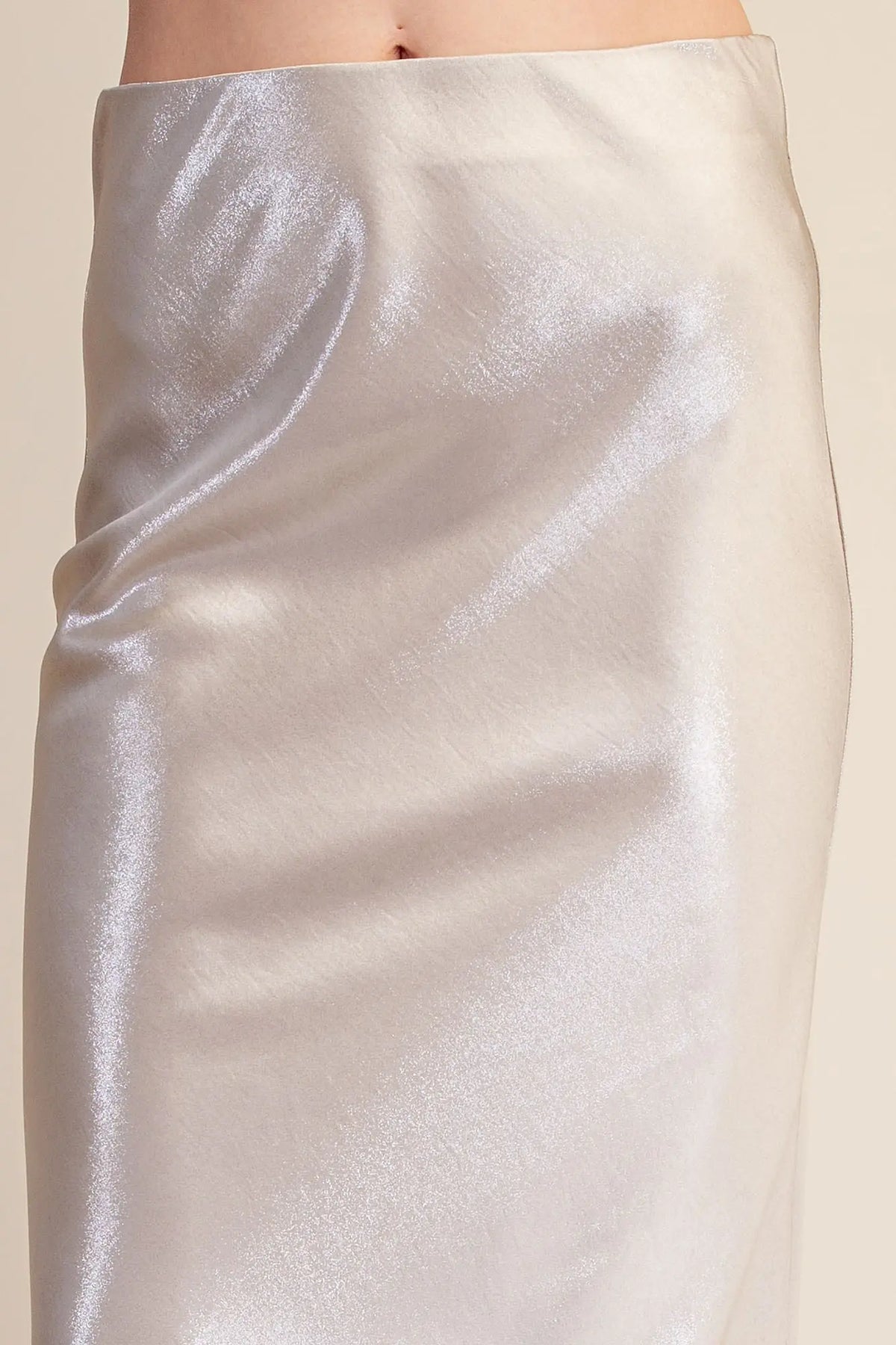 Glitter Midi Skirt Waist Elastic Band