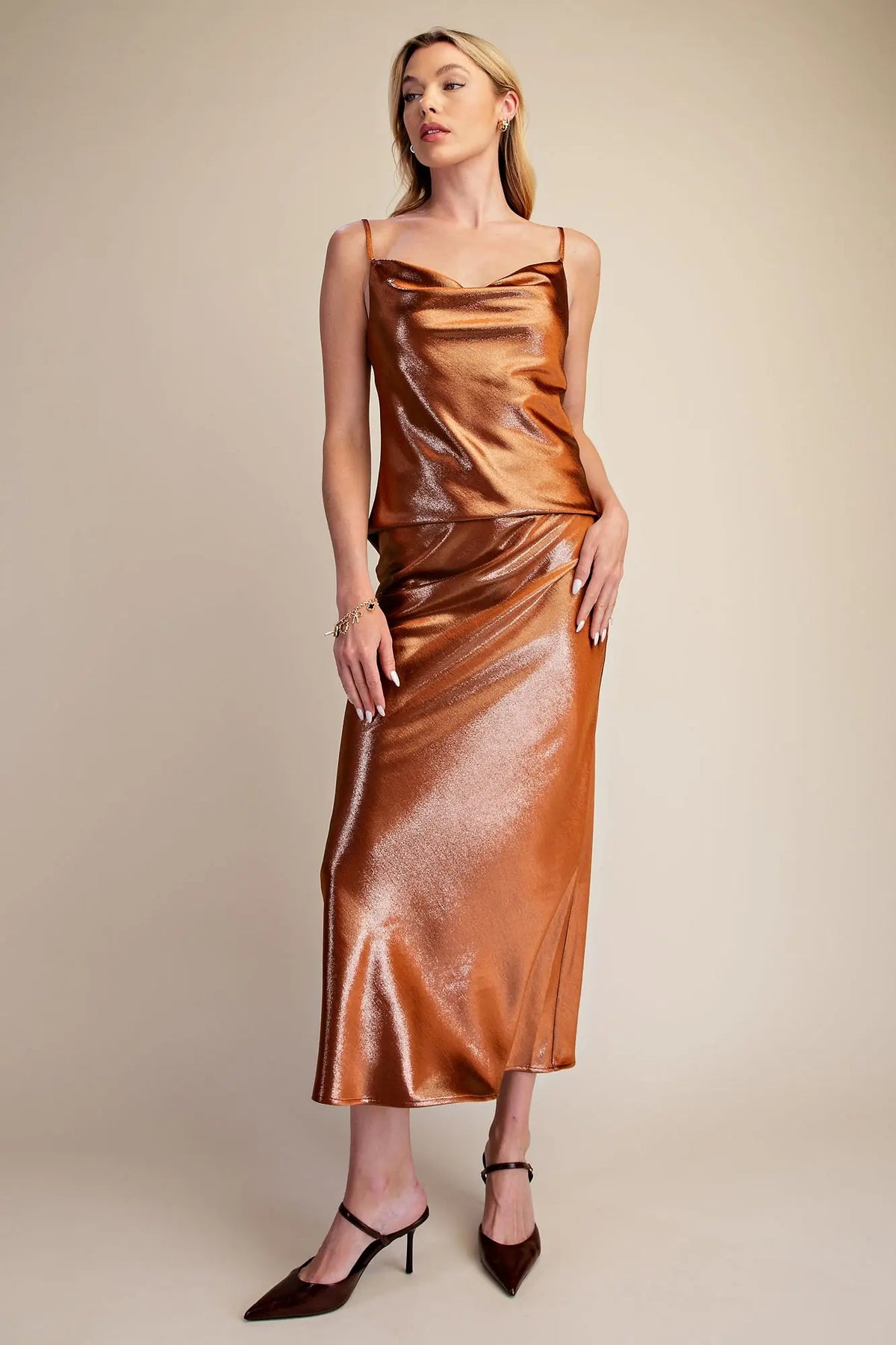 Glitter Midi Skirt Waist Elastic Band