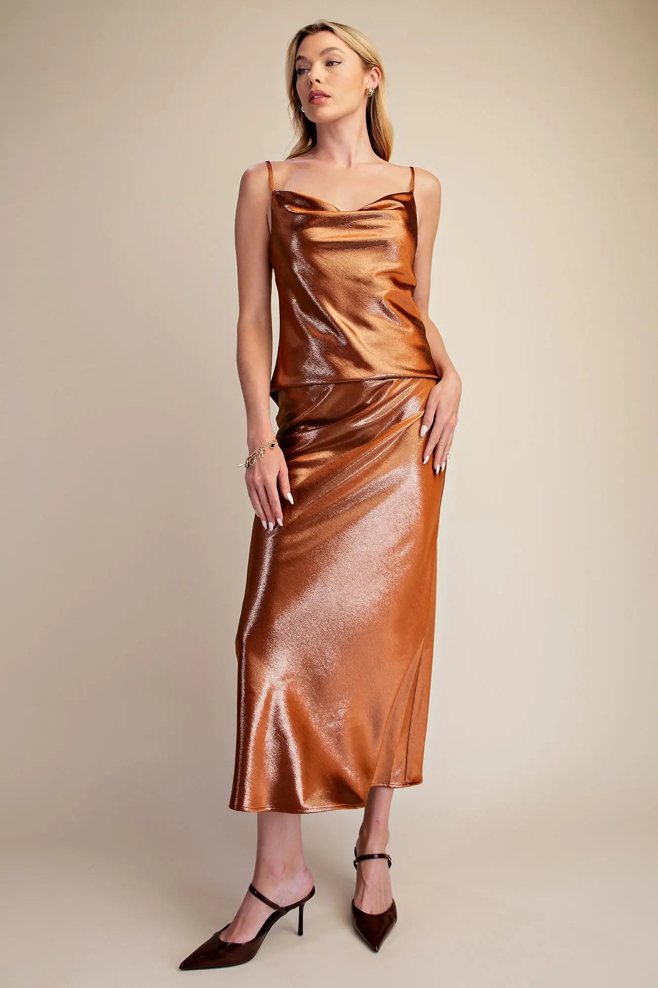 Glitter Midi Skirt Waist Elastic Band