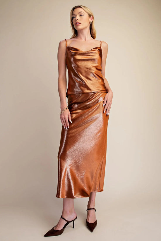 Glitter Midi Skirt Waist Elastic Band
