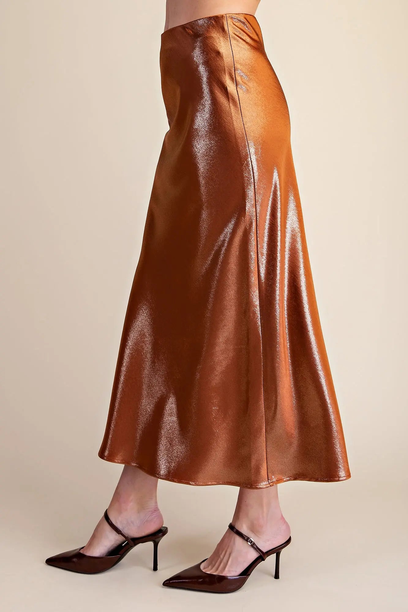 Glitter Midi Skirt Waist Elastic Band