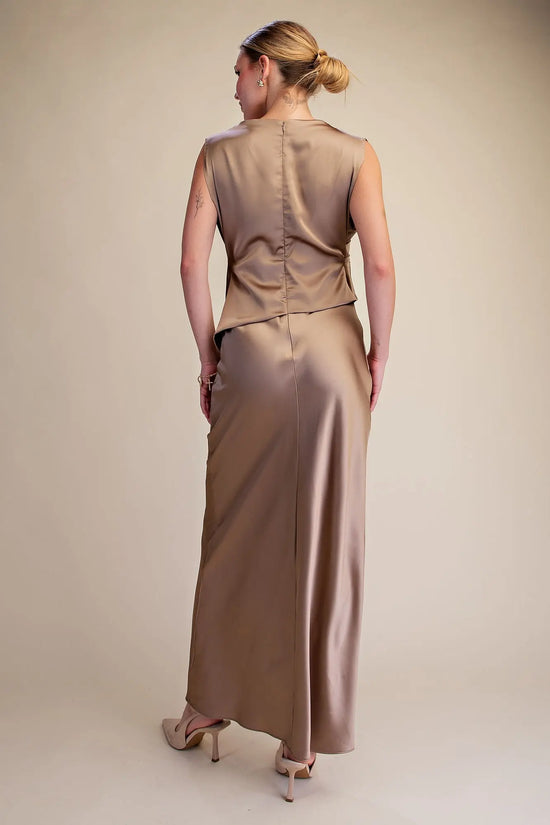 Mock Neck Satin Dress