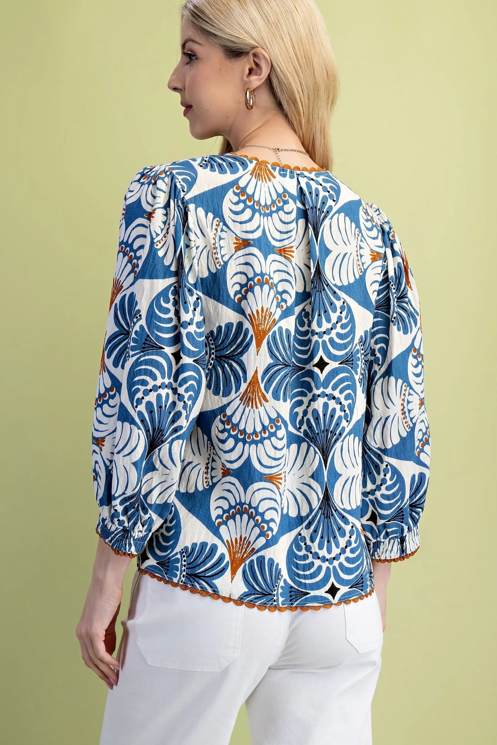 Printed V-Neck Blouse