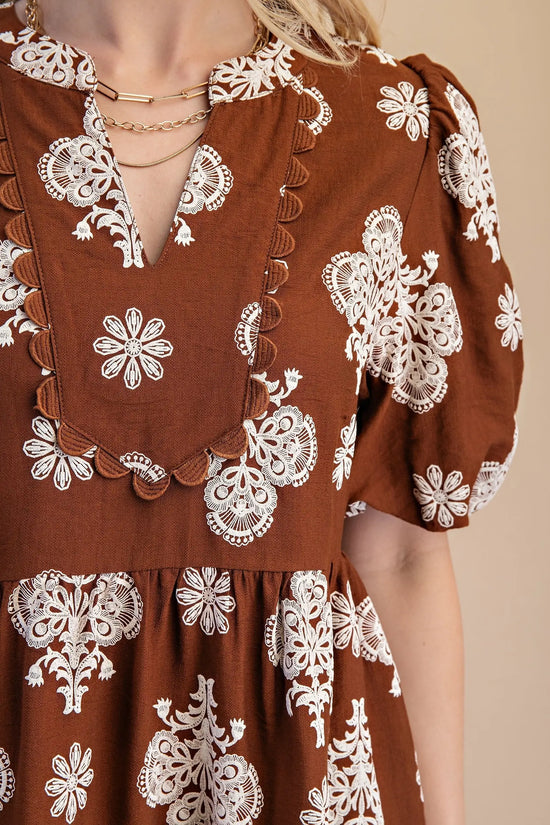 Walnut Mix Tiered Mini Dress