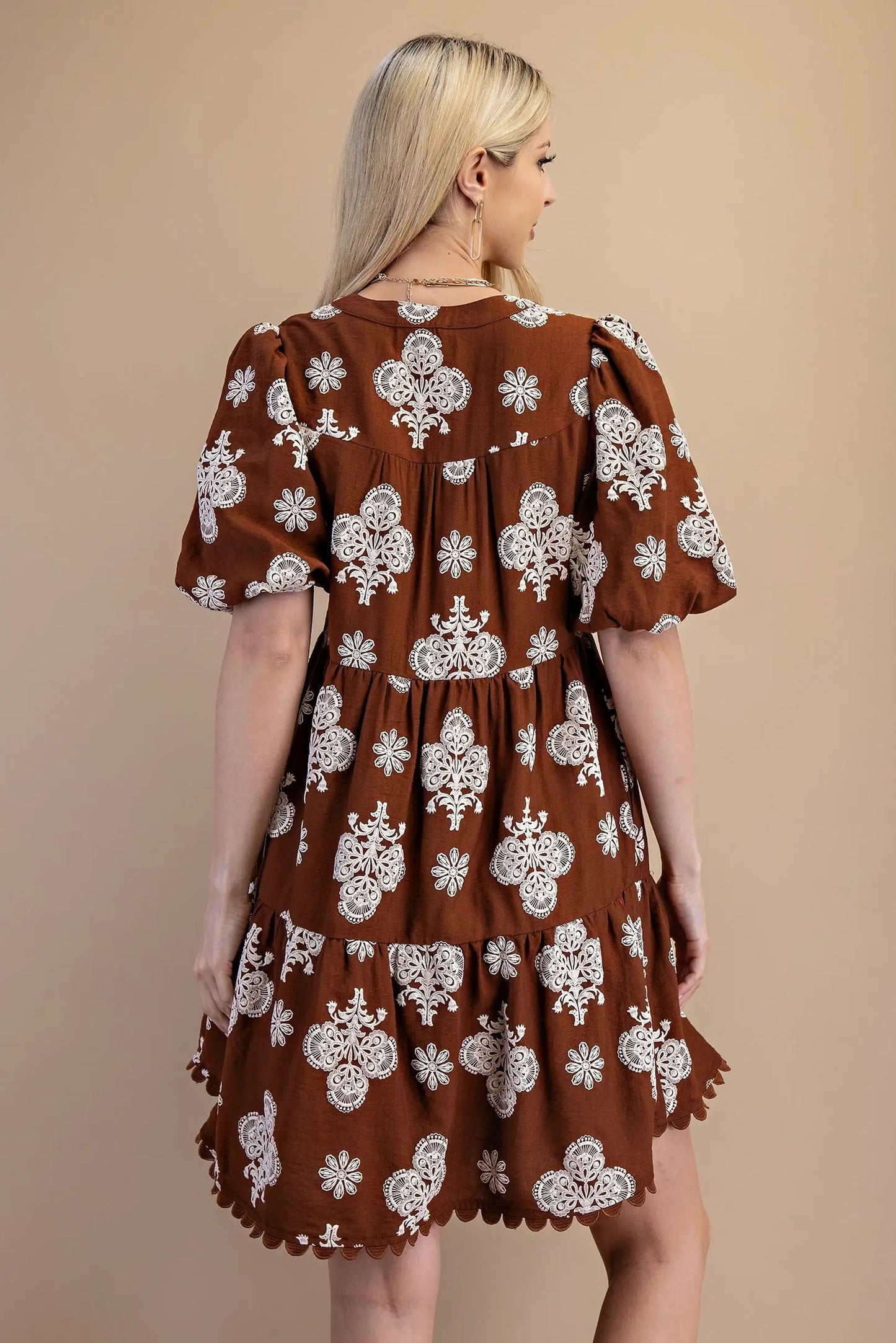 Walnut Mix Tiered Mini Dress