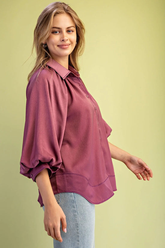 Satin Button Down Blouse