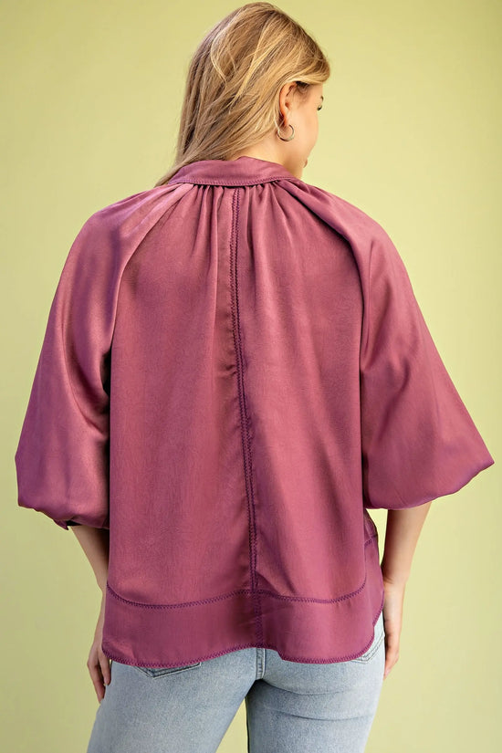 Satin Button Down Blouse