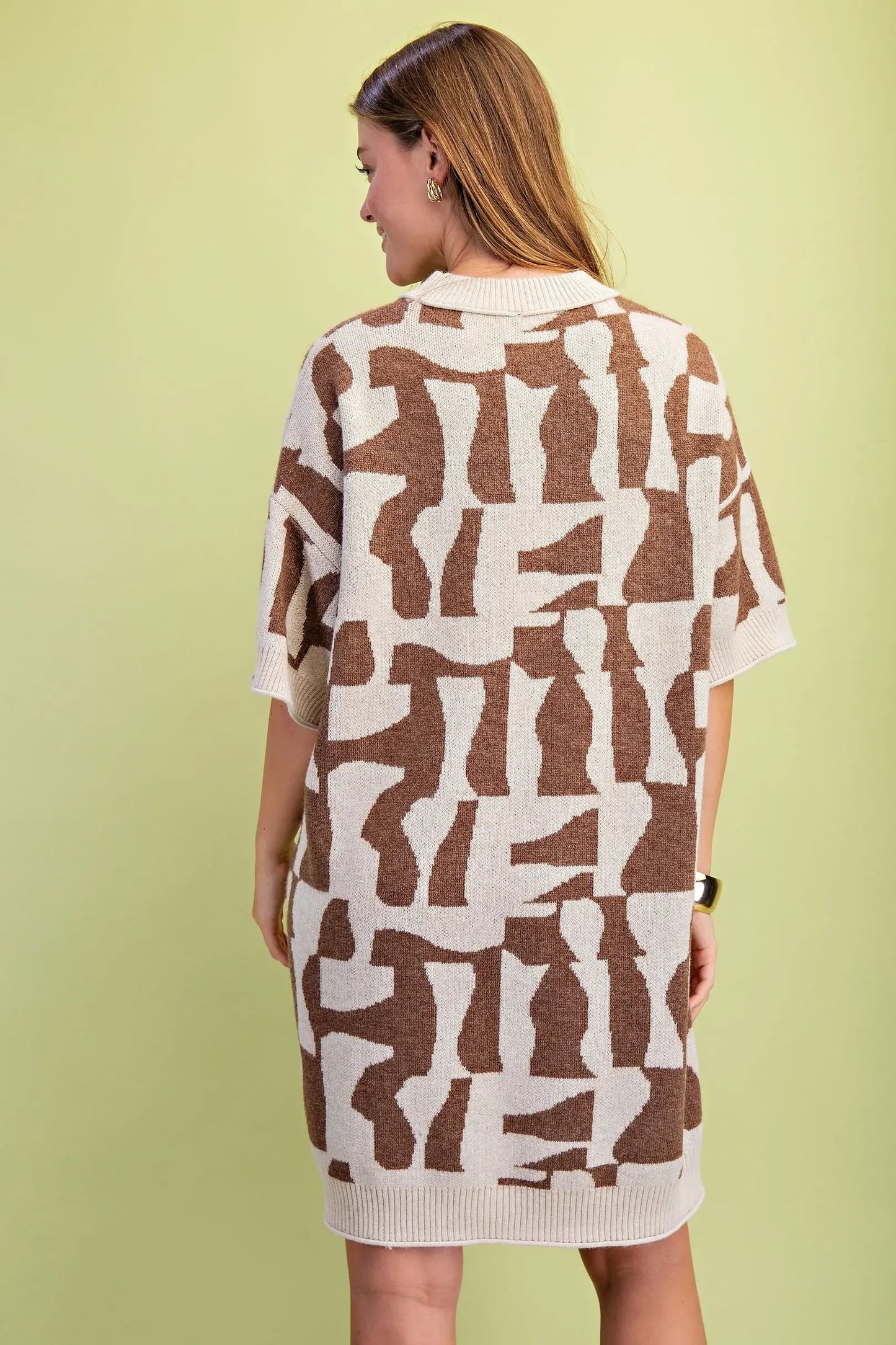 Geometric Print Sweater Dress