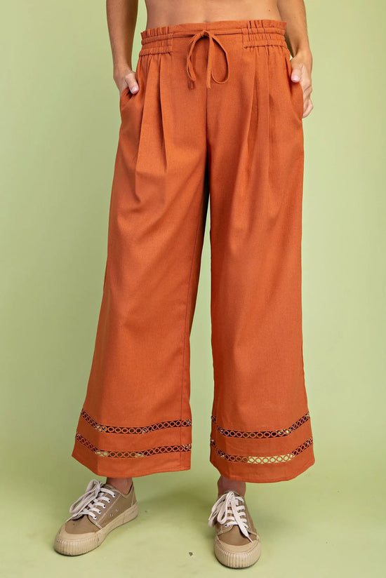 Linen Pants with Decorative Trim