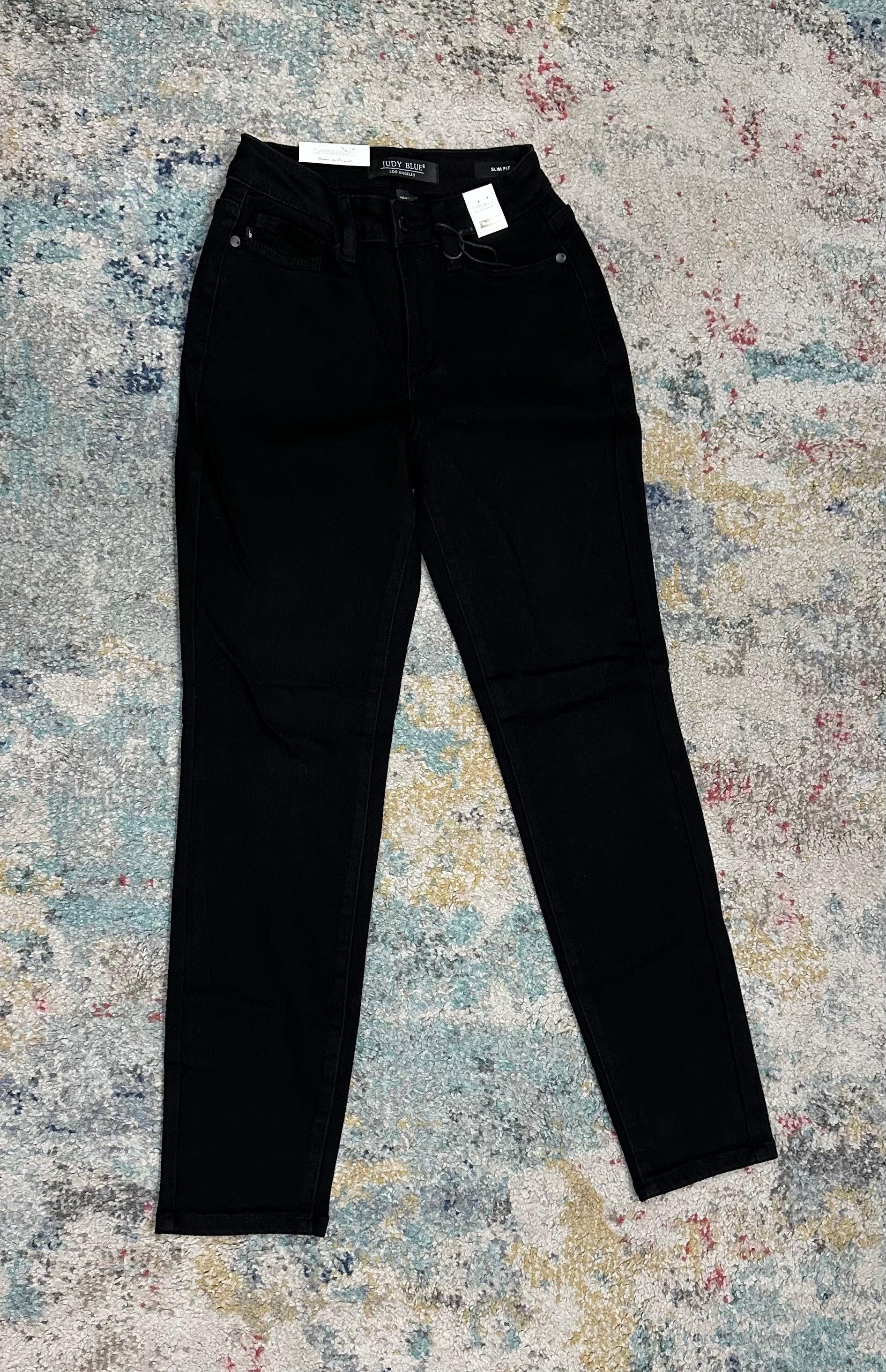 Judy Blue Slim Black Non Distressed Mid Rise