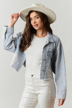 Load image into Gallery viewer, Let&#39;s Go Girls Pearl Denim Jacket

