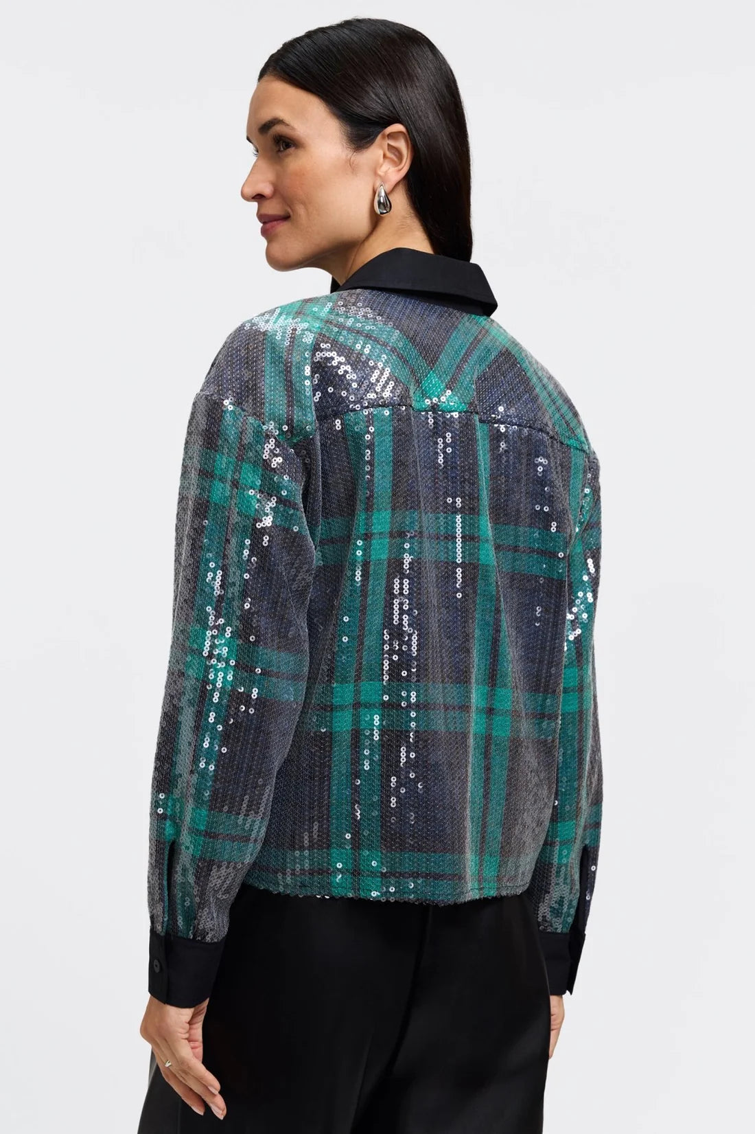 Marina Sequin Plaid Jacket Shirt