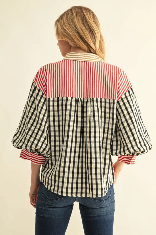 Charming Puff Sleeve Button Down Top