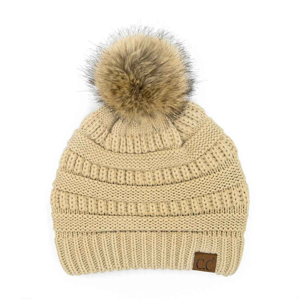 Mia Knit Fur Pom Beanie
