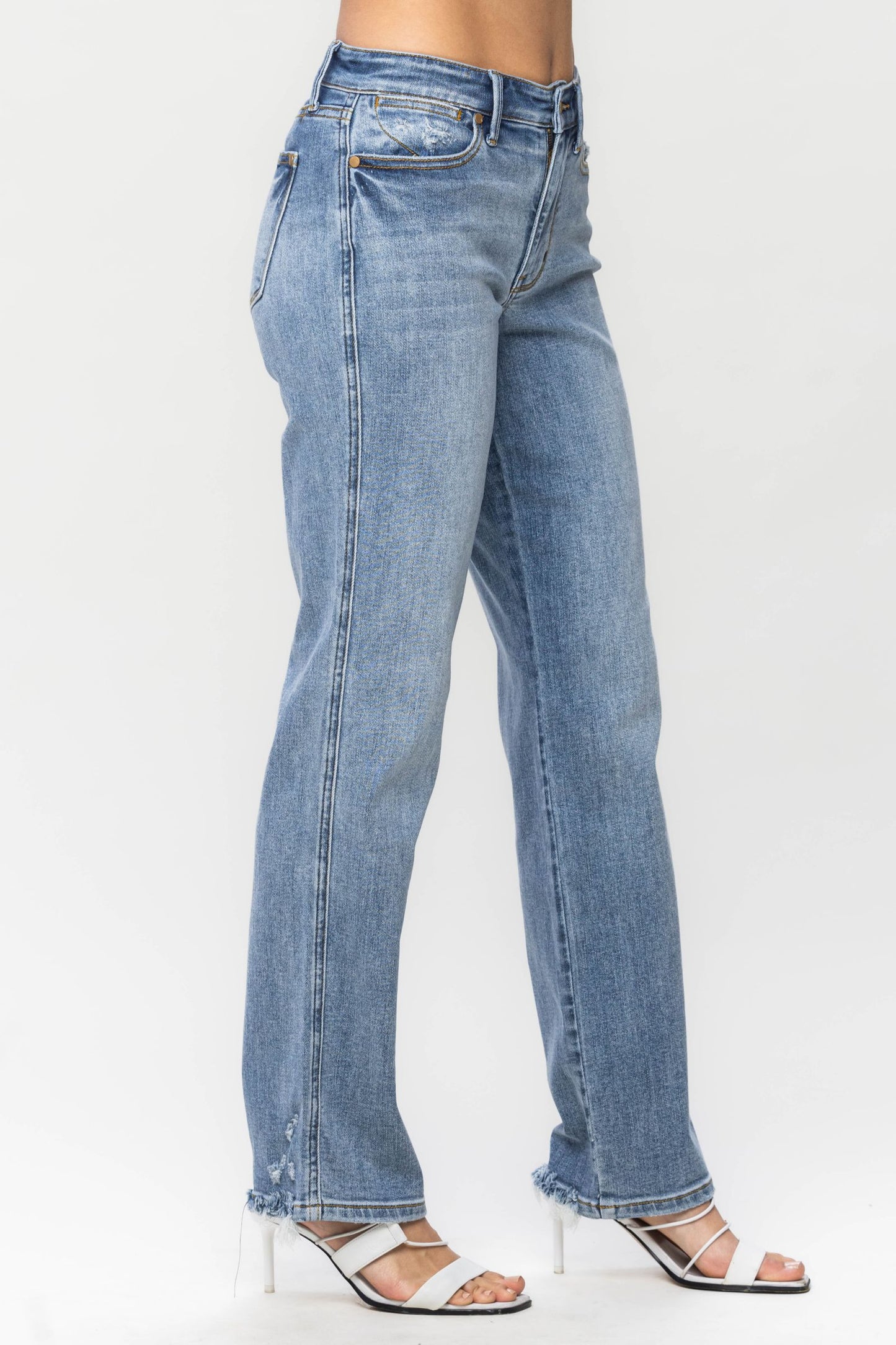 Judy Blue Mid Rise Yoke Cell Phone Pocket Dad Jean