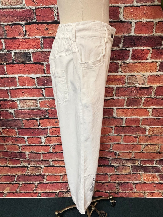 Boho Gray Floral Cotton Pants