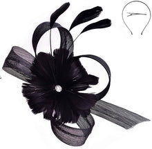 Load image into Gallery viewer, Floral Feather Gemstone Fascinator
