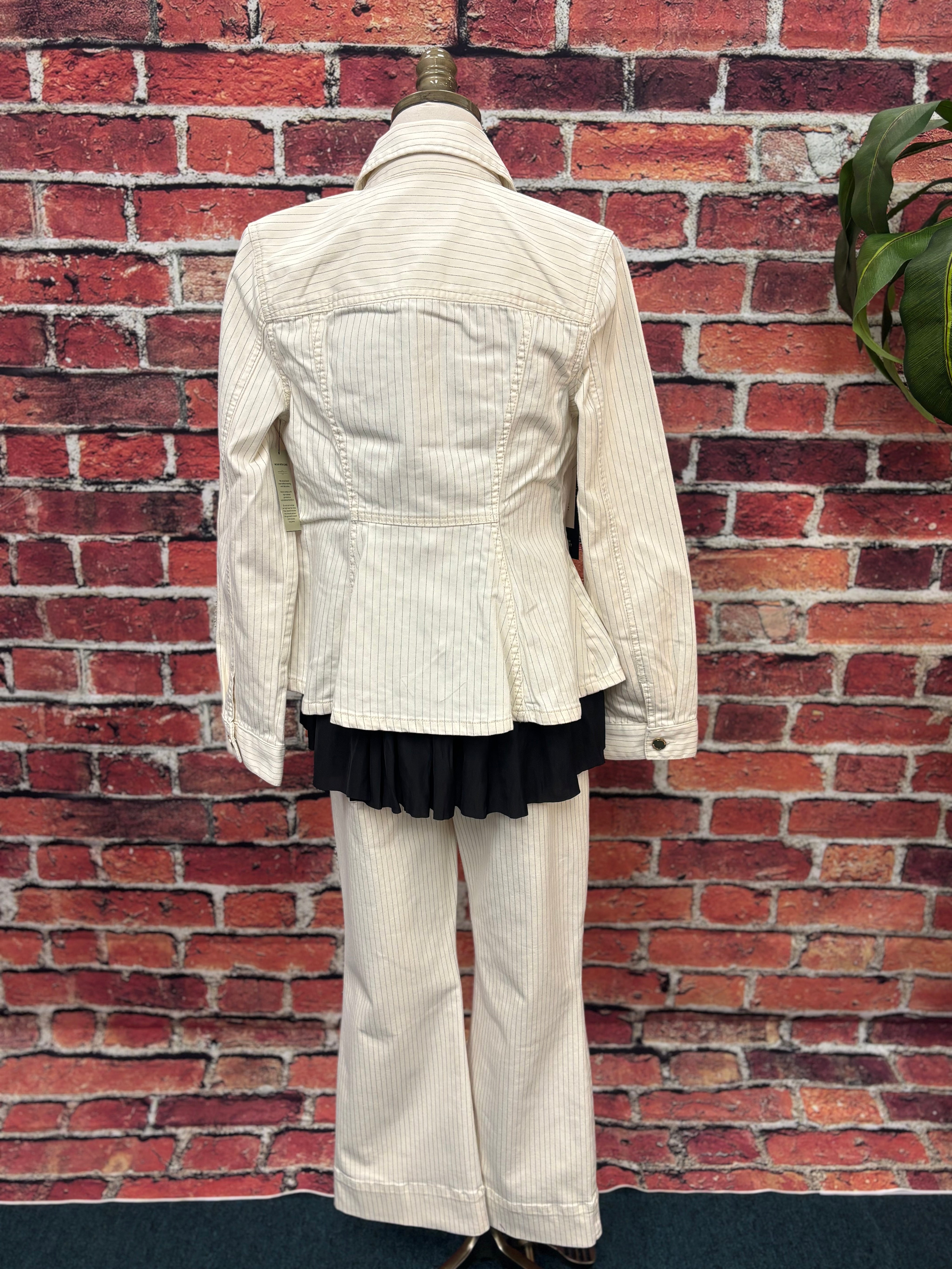 Pinstripe Stretch Denim Jacket