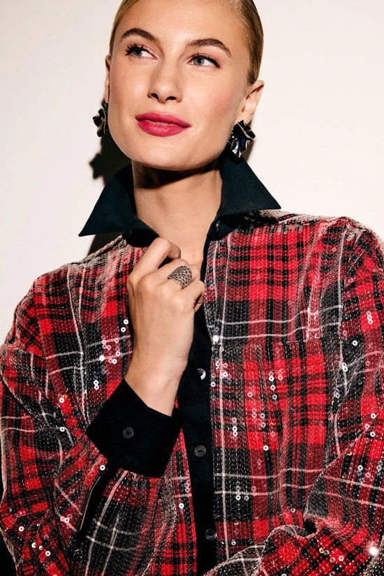 Marina Sequin Plaid Jacket Shirt
