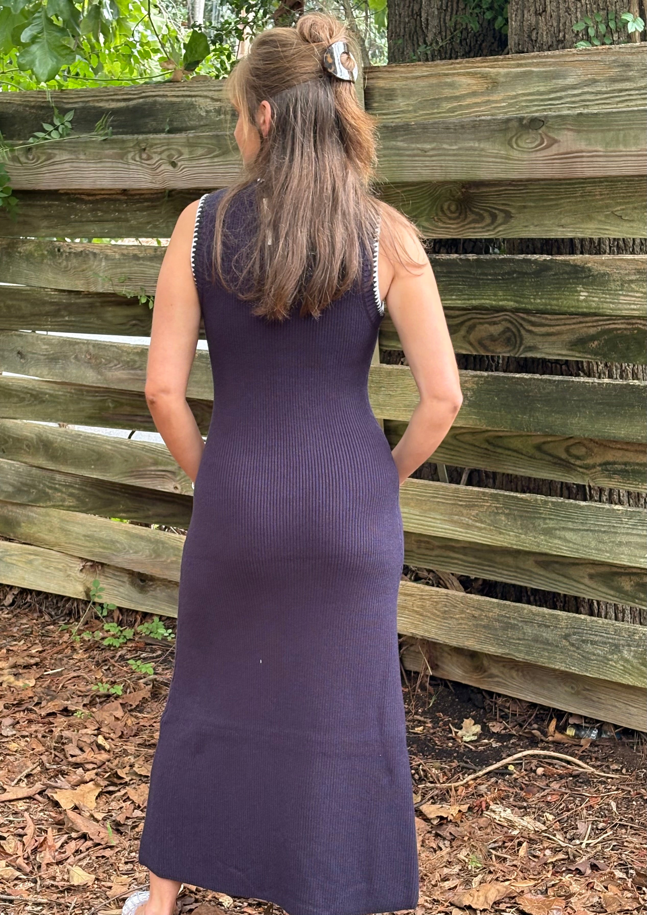Whipstitch Bow Knit Maxi Dress