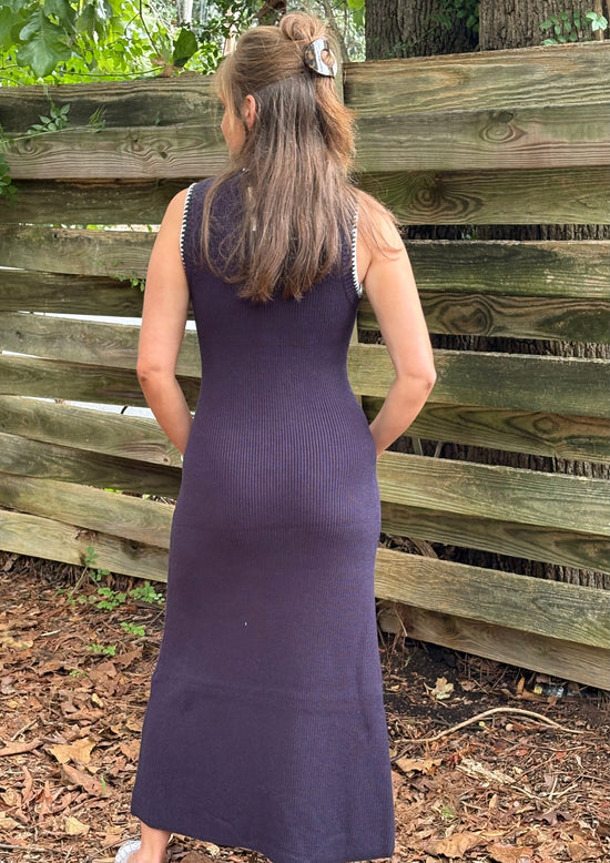 Whipstitch Bow Knit Maxi Dress