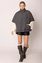 Load image into Gallery viewer, Quarter Zip Quilted Puffer Poncho

