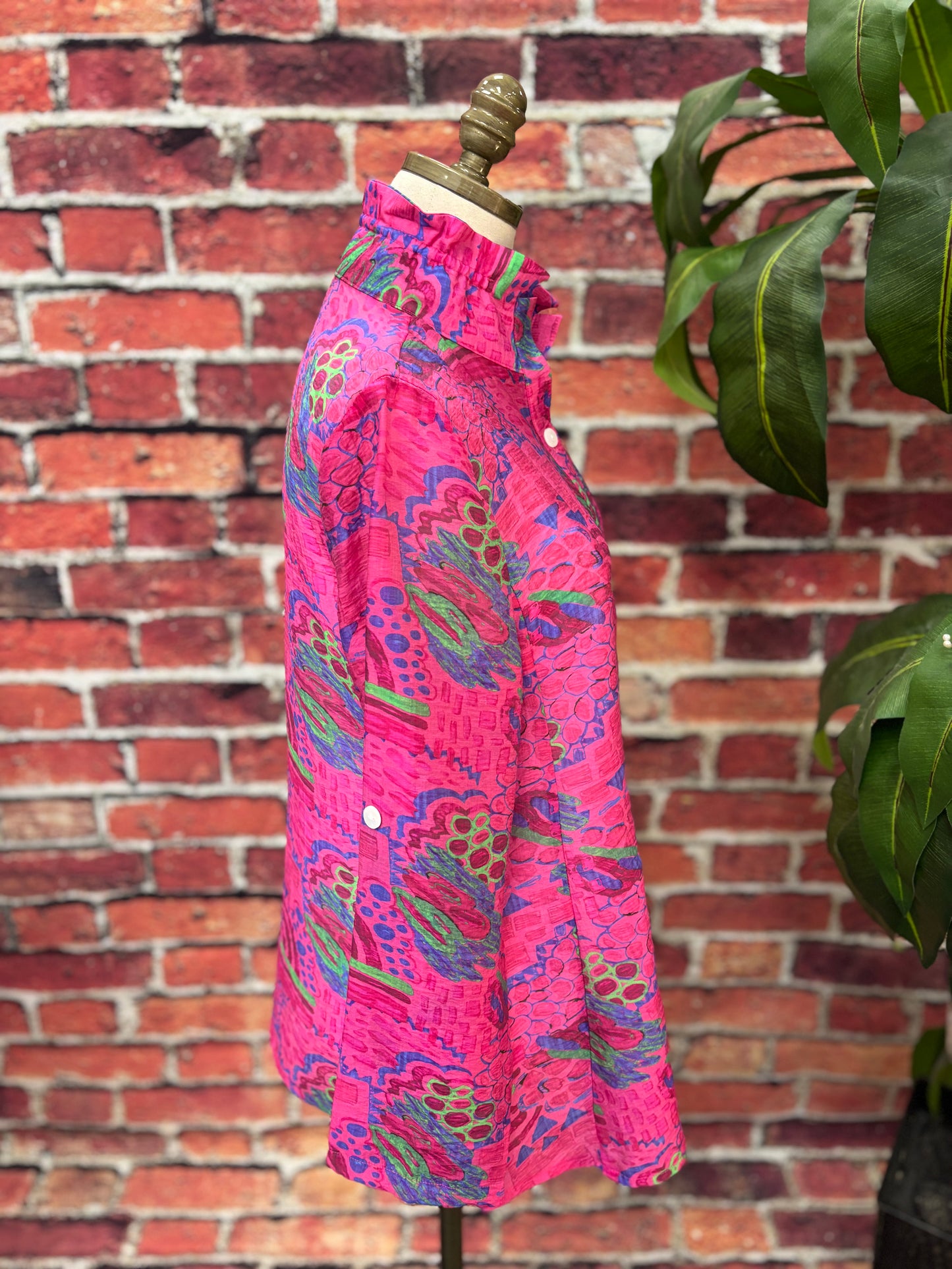 Vibrant Print A-Line Wire Collar Jacket