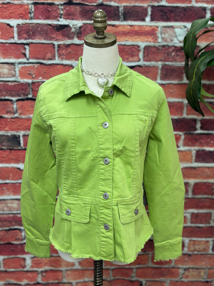 Leaf Stretch Denim Peplum Jacket