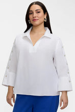 Load image into Gallery viewer, Lainey Plus No Iron Pinpoint 3/4 Button Sleeve Shirt
