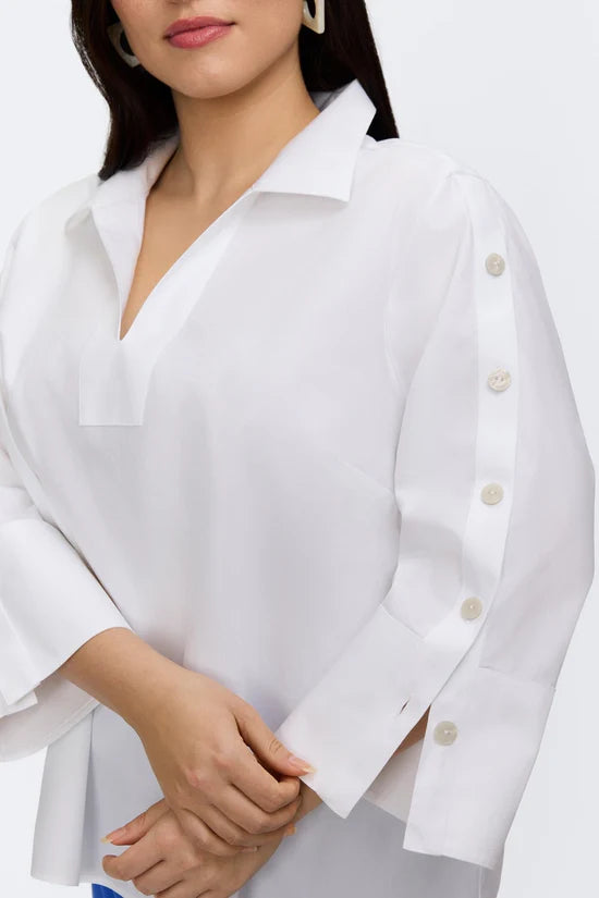 Lainey Plus No Iron Pinpoint 3/4 Button Sleeve Shirt
