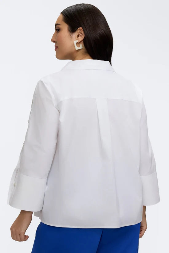 Lainey Plus No Iron Pinpoint 3/4 Button Sleeve Shirt